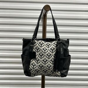 Dolce Vita Black and White Patterned Tote Real Suede NWT